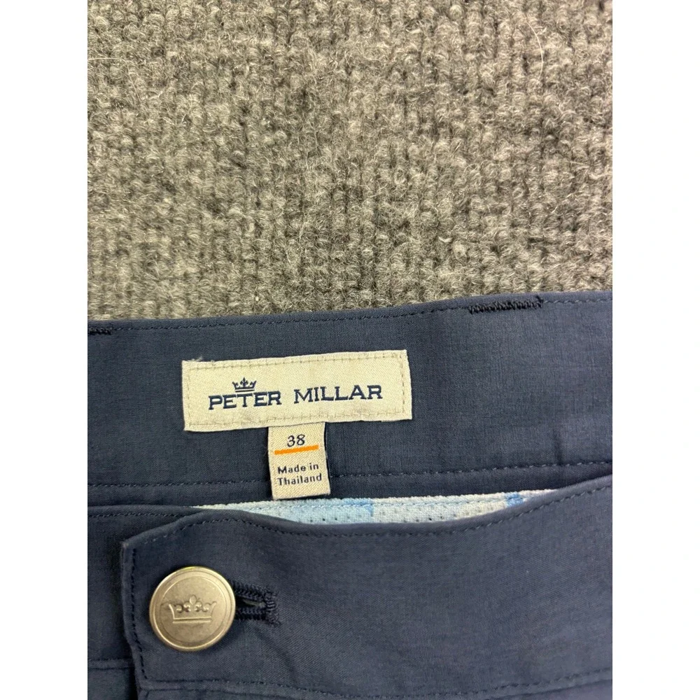 Peter Millar Performance Golf Shorts Mens 38 Blue Stretch Flat Front 65720